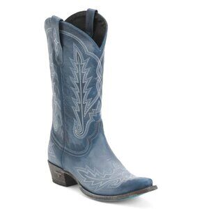 LANE Washed Denim Made In Mexico Leather Lexington Western Boots